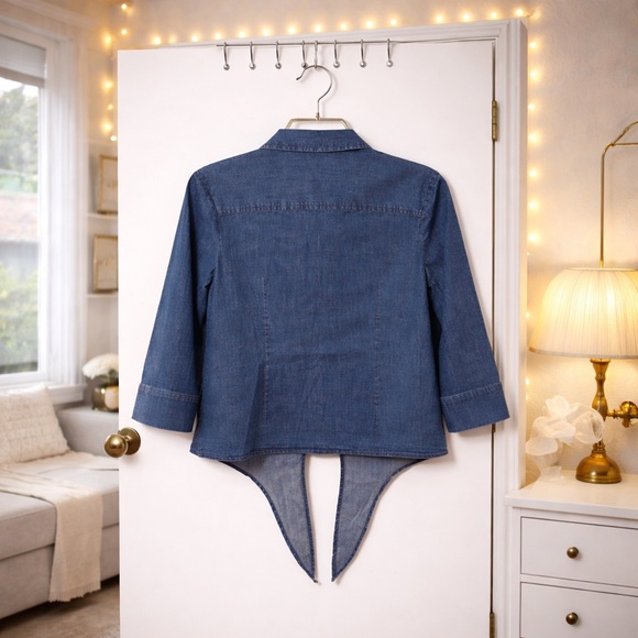 Anne Klein Denim Handkerchief Top Size S - Picture 2 of 6